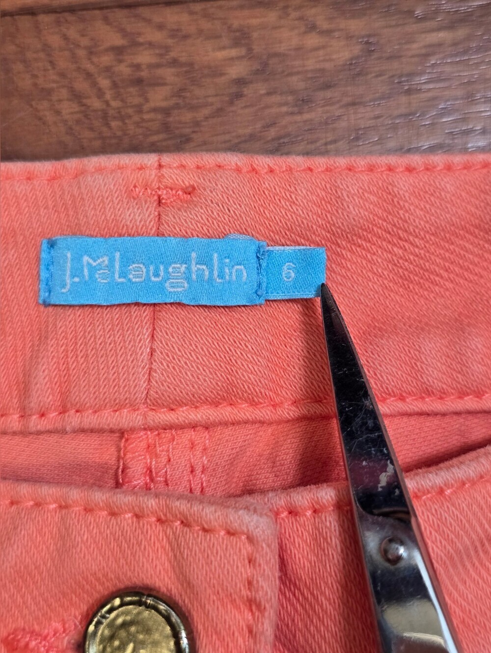 J.McLaughlin Orange Skinny Jeans Sz.6 Casual 5 Pocket Denim Cotton Pants - Picture 8 of 13